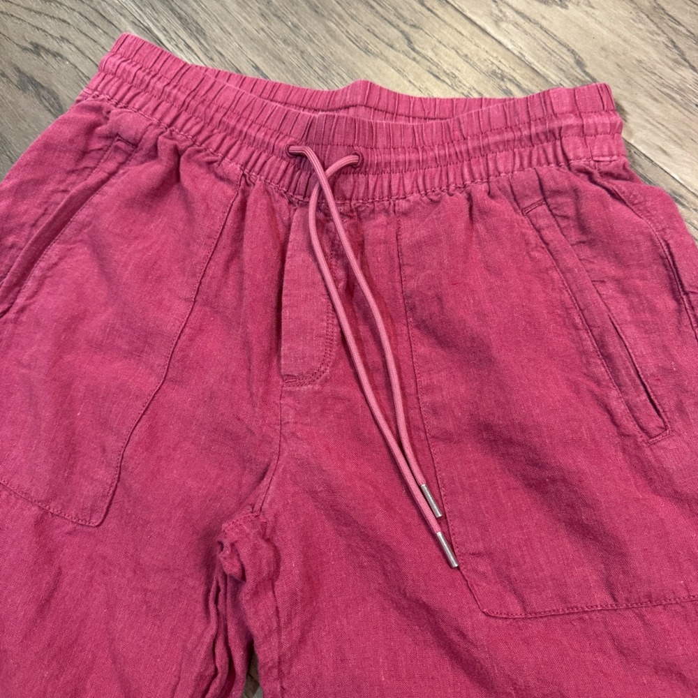 Athleta 100% Linen Pants‎ Womens 4P Petite Wide Leg Drawstring Pockets - Picture 4 of 10